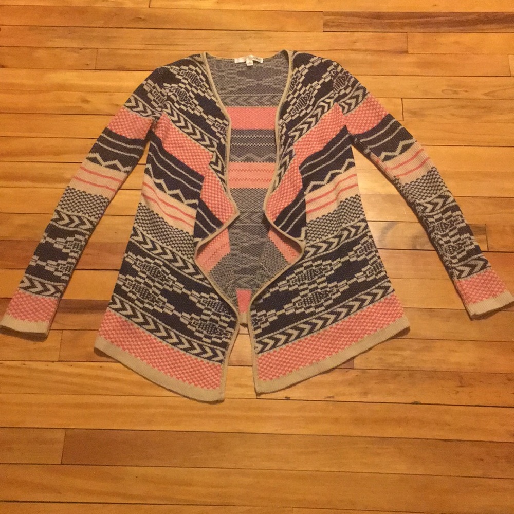 Long sleeved open front sweater